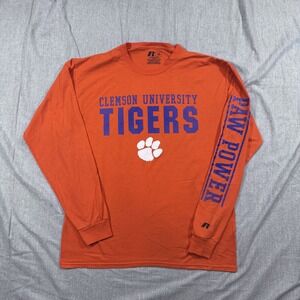 Clemson Tigers Shirt Mens Large NCAA Football Paw Power Russell Long Sleeve‎